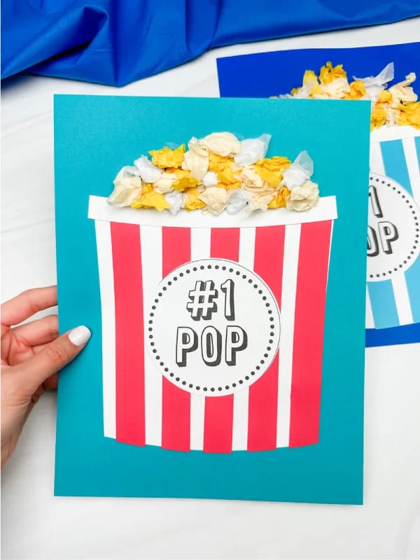 popcorn craft in red white and yellow