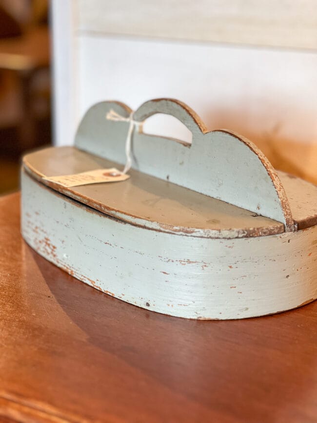 old white wooden box with sectioned lid