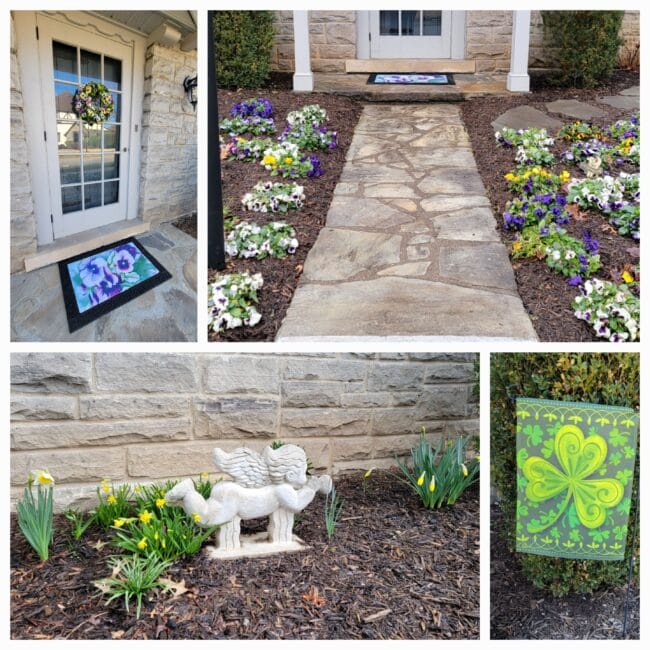 collage of outdoor garden areas 